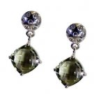 Riyo Green Amethyst Silver Jewelry Casting Huggy Earrings L 1in Segam-28008