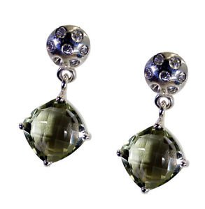 Riyo Green Amethyst Silver Jewelry Casting Huggy Earrings L 1in Segam-28008