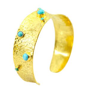Riyo A Turquoise  18kt Gold Plated Radiant Bangle W 0.75in Gpbmul-52034