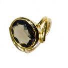 Smoky Quartz Jewellery Gold Plated Claddagh Ring