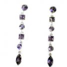 Riyo Amethyst Handmade Silver Jewelry Party Wear Earring L 2.5in Seame-2054