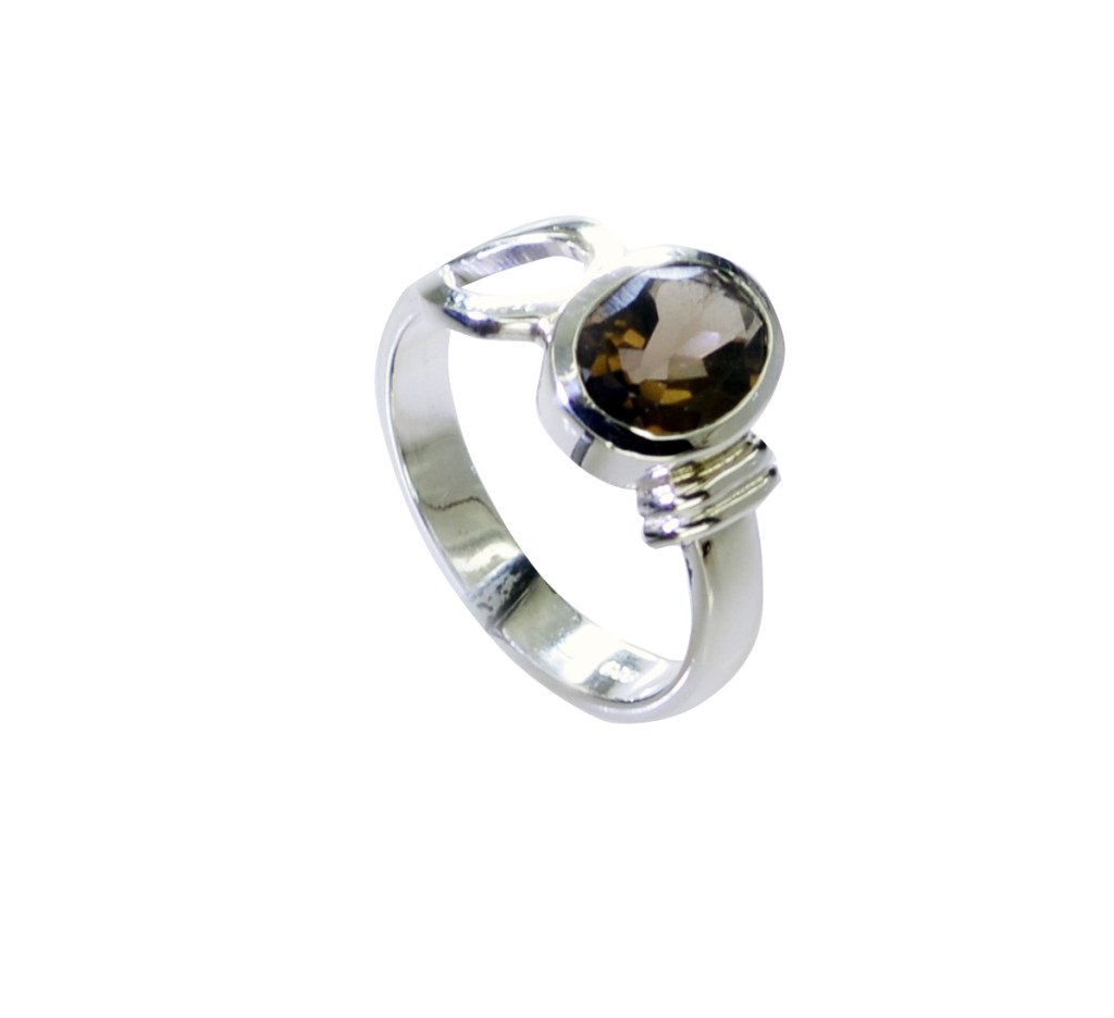 Riyo Smoky Quartz So Silver Jewellery Designer Silver Ring Sz 8 Srsqu8-76032