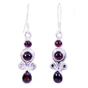 Riyo Garnet Silver Jewelry Earrings India L 1.5in Segar-26010