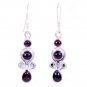Riyo Garnet Silver Jewelry Earrings India L 1.5in Segar-26010