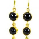 Riyogems Black Onyx 18c Gold Polish Bridal Earrings L 2.5in Gpebon-6008