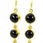 Riyogems Black Onyx 18c Gold Polish Bridal Earrings L 2.5in Gpebon-6008