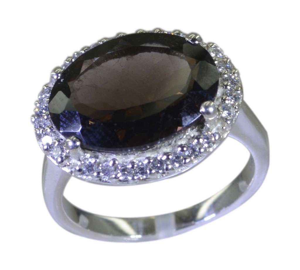Riyo Brown 925 sterling silver Smoky Quartz Ring flamboyant handmade bridal jewe