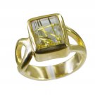 Riyo Multi Gold Plated Rutile Quartz CZ Ring splendidstatuesque indian handmade
