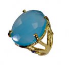 Riyo Blue Chalcedony 18 Kt Y Gold Plating Mori Ring Sz 6 Gprbch6-8047