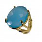 Riyo Blue Chalcedony 18 Kt Y Gold Plating Mori Ring Sz 6 Gprbch6-8047