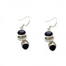 Riyo Black Onyx Pawn Silver Jewelry Silver Earring Hooks L 1.2in Sebon-6005
