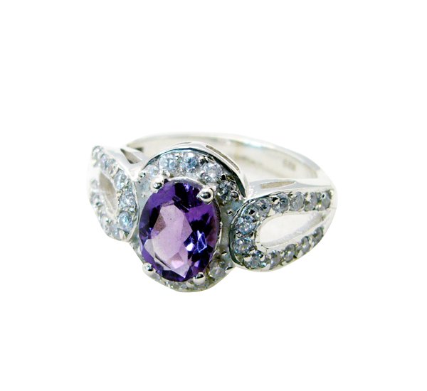 Riyo Amethyst Victorian Silver Jewellery Silver Wave Ring Sz 6 Srame6-2071