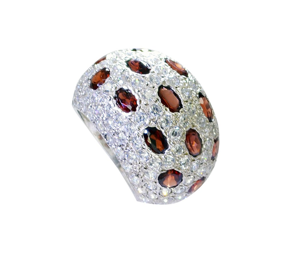 Riyo Garnet Hand Stamped Silver Ring Designs Women Sz 6.5 Srgar6.5-26206