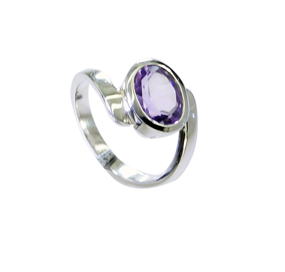 Riyo Amethyst Contemporary Couple Ring Silver Sz 5.5 Srame5.5-2167