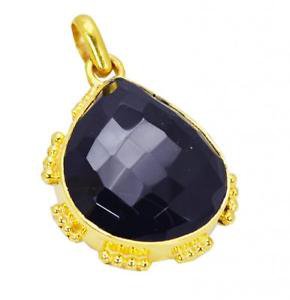 Riyogems Black Onyx Gold Plated Set By The Yard Pendant L 1.5in Gppbon-6052