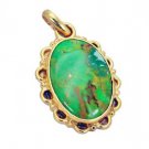 Riyogems Turquoise Gold Plated Fashion Claddagh Pendant L 2.1in Gpptur-82101