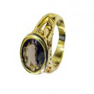 Smoky Quartz 18k Y.G. Plated Gimmal Ring