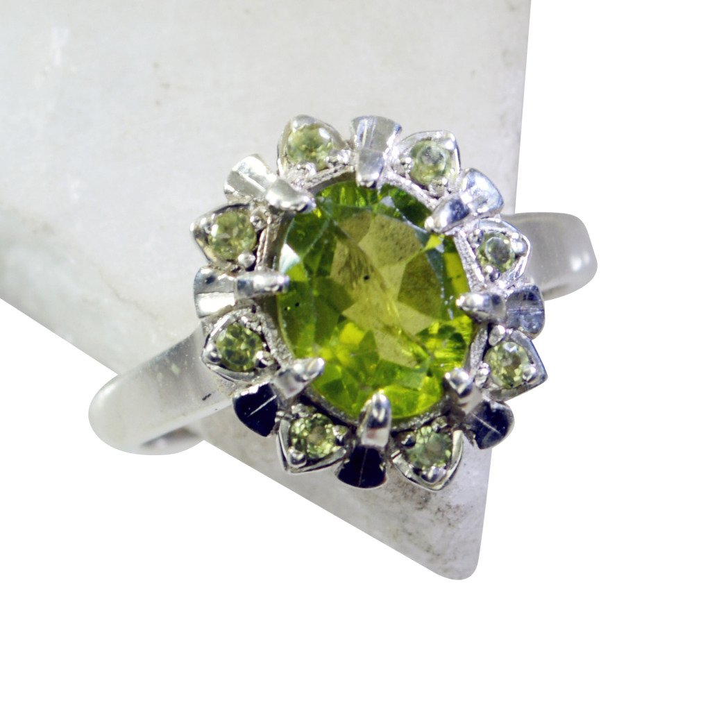 Riyo Peridot Silver Jewelry India Signet Ring Jewelry Sz 7 Srper7-58032