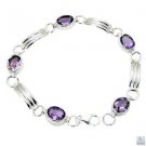 Riyo Amethyst Asian Jewellery Chunky Silver Charm Bracelet L 7.5in Sbraame-2005