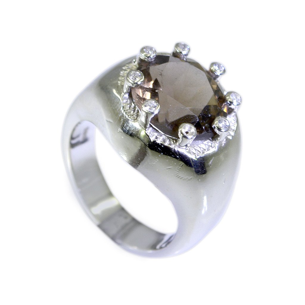 Riyo Smoky Quartz Silver Religious Jewelry 925 Silver Ring Sz 6 Srsqu6-76024