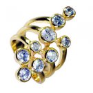 White Cz 18k Y.G. Plated Mourning Ring