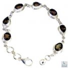 Riyo Smoky Quartz Famous Designers Silver Mum Bracelet L 7.5in Sbrasqu-76005