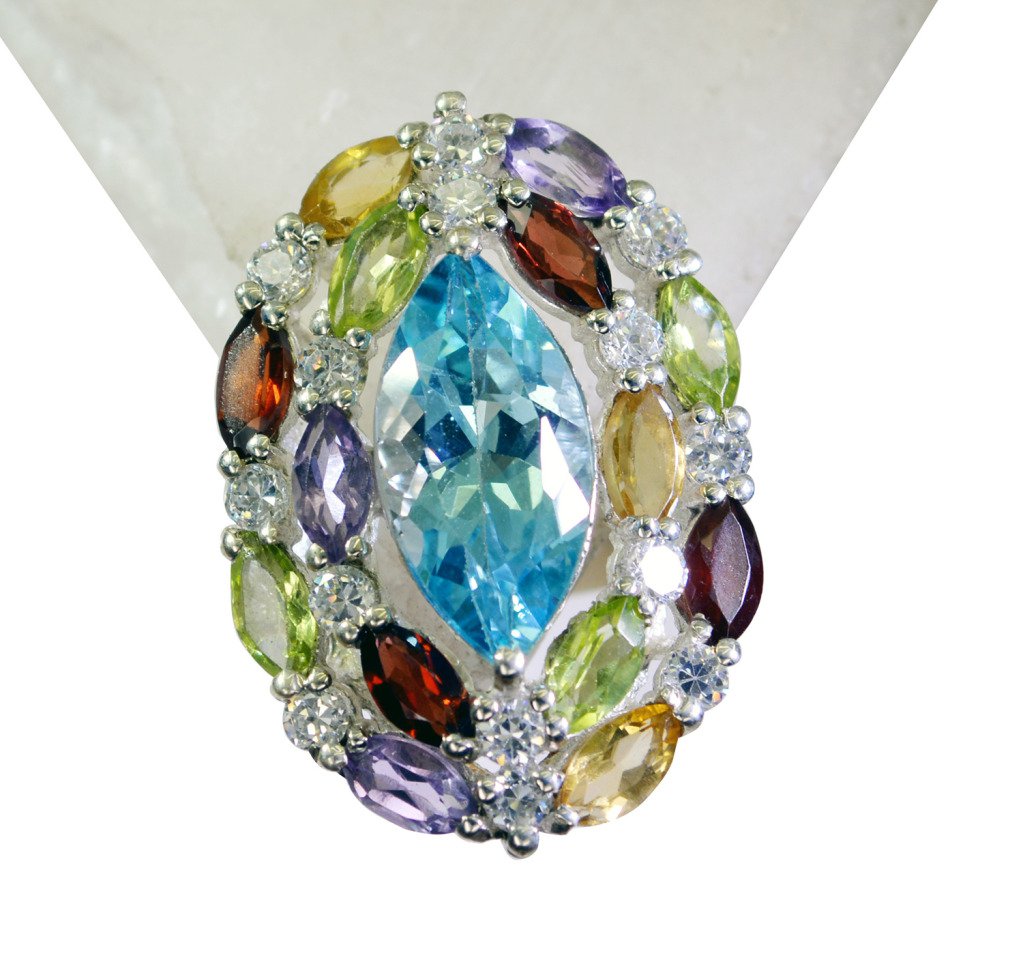 Riyo Blue Topaz Liquid Silver Jewelry Sports Ring Sz 6 Srbto6-10046