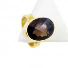 Smoky Quartz 18kt Gold Platings Ecclesiastical Ring