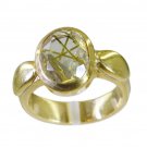 Riyo Multi Gold Plated Rutile Quartz CZ Ring radiant high end handmade jewelry G