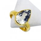 Green Amethyst 18k Y.G. Plated Engagement Ring