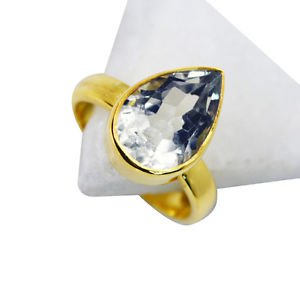 Green Amethyst 18k Y.G. Plated Engagement Ring
