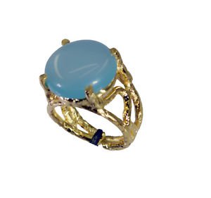 Riyo Blue Chalcedony Rhodium Plate Classic Day Rings Sz 6 Gprbch6-8055