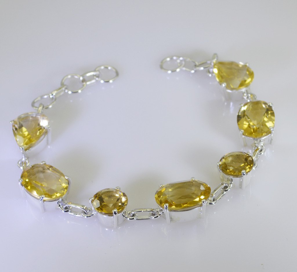 Riyo Yellow Citrine 925 Solid Sterling Silver Dramatic Bracelet Sbracit-14021