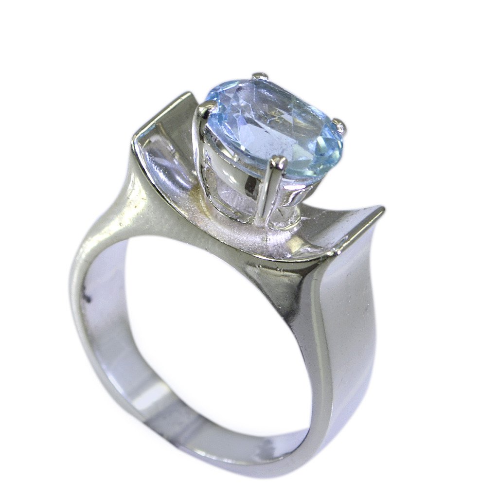 Riyo Blue Topaz Handcrafted Silver Silver Wave Ring Sz 6 Srbto6-10010
