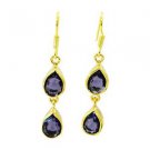 Riyogems Amethyst Cz 18k Y.G. Plated Gemstone Jewellery L 1in Gpeamcz-88002