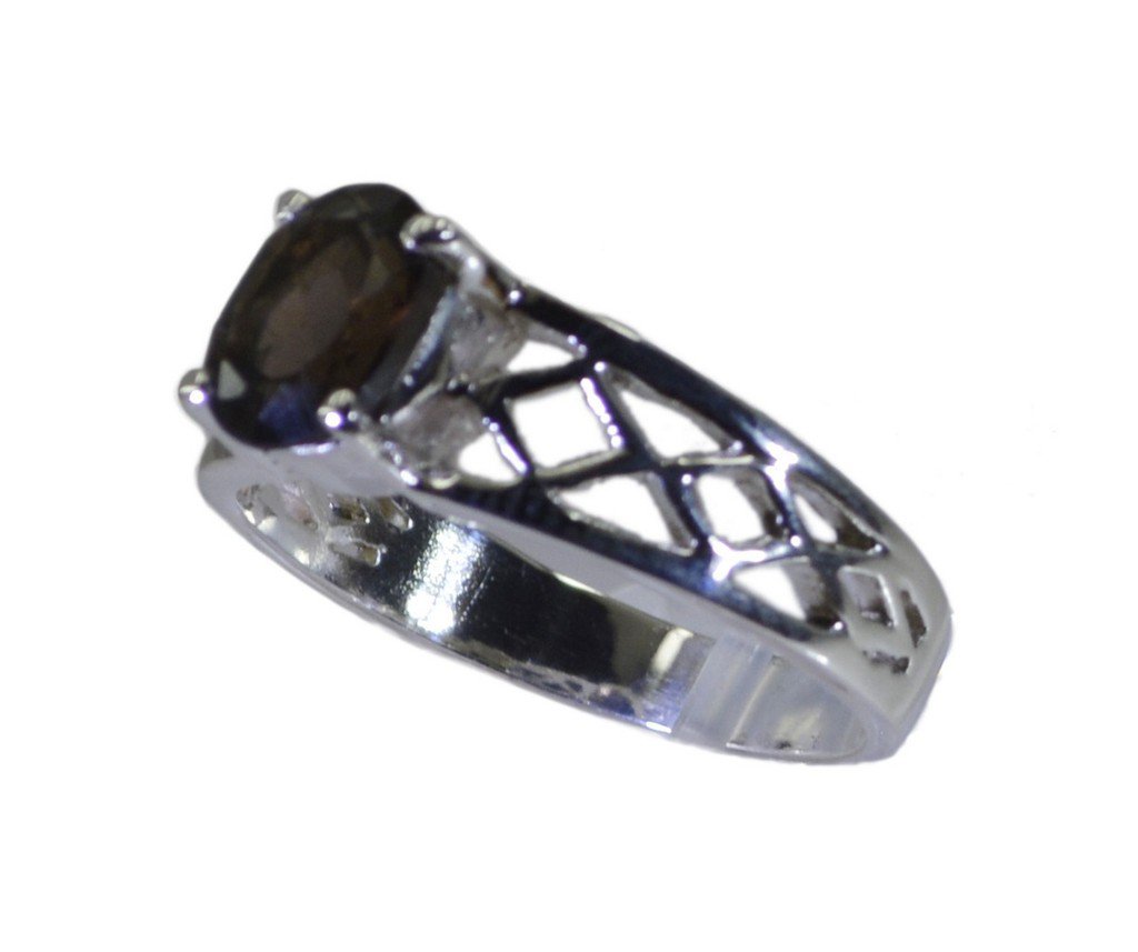 Riyo Brown 925 sterling silver Smoky Quartz Ring hunky handmade art jewelry SRSQ