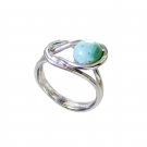 Riyo Turquoise Handmade Designer Silver Hammered Ring Sz 8 Srtur8-82035