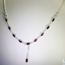 Riyo Garnet And Stone Jewelry Flat Silver Necklace L 16in Sngar-26017