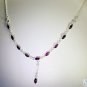 Riyo Garnet And Stone Jewelry Flat Silver Necklace L 16in Sngar-26017