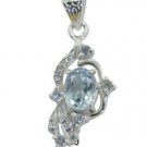 Riyo A Blue Topaz 925 Solid Sterling Silver Precise Pendant L 1.5in Spbto-10072