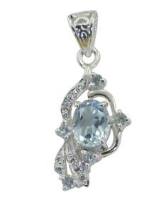 Riyo A Blue Topaz 925 Solid Sterling Silver Precise Pendant L 1.5in Spbto-10072