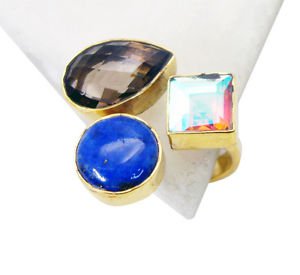 Riyo  Smoky Quartz 18k Y.G. Plated  Ring Sz 8 Gprmul8-53021