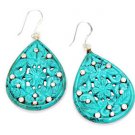 Riyo Turquoise Silver Butterfly Jewellery Chandelier Earrings L 2in Setur-82023