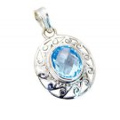 Riyo Blue Topaz Silver Western Jewelry Inspirational Pendant L 1in Spbto-10015