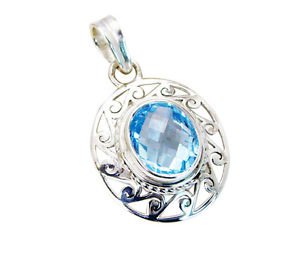 Riyo Blue Topaz Silver Western Jewelry Inspirational Pendant L 1in Spbto-10015