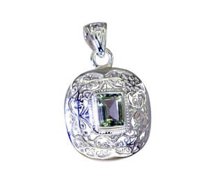 Riyo Green Amethyst Classic Silver Jewellery Love Knot Pendant L 1.2in Spgam-280