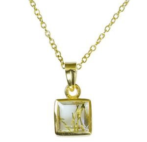 Riyo Multi Gold Plated Rutile Quartz CZ Pendant flashy antique gemstone jewelry