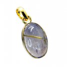 Riyogems Rutile Quartz Fine Gold Plated Charm Pendant L 1.5in Gppruq-70004