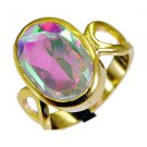 Riyo Dichroic Glass Gold Plated Fashion Gimmal Ring Sz 7 Gprdgl7-22002