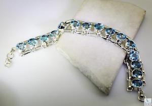 Riyo Blue Topaz Dark Jewelry Silver Tennis Bracelet L 7.5in Sbrabtz-10006